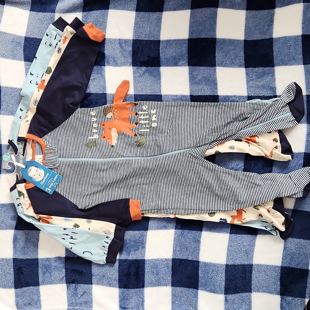 Gerber cotton 3 pk sleep n' plays